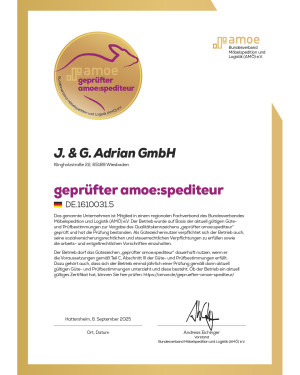 Das AMÖ Zertifikat für J. & G. Adrian