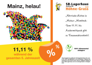 11,11% auf die Lagermiete. Helau!