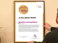 J. & G. Adrian erhält erneut das offizielle Zertifikat als „Geprüfter AMÖ-Spediteur“