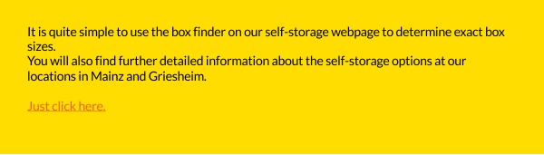 Visit our self storage website and the box finder