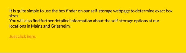 Visit our self storage website and the box finder